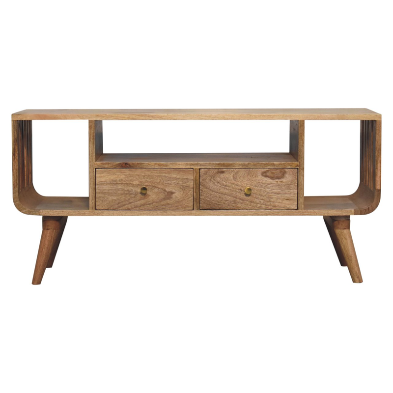 Artisan Furniture Solid Wood Soba Nordic Multi Media Unit, 2 Drawers, Beige
