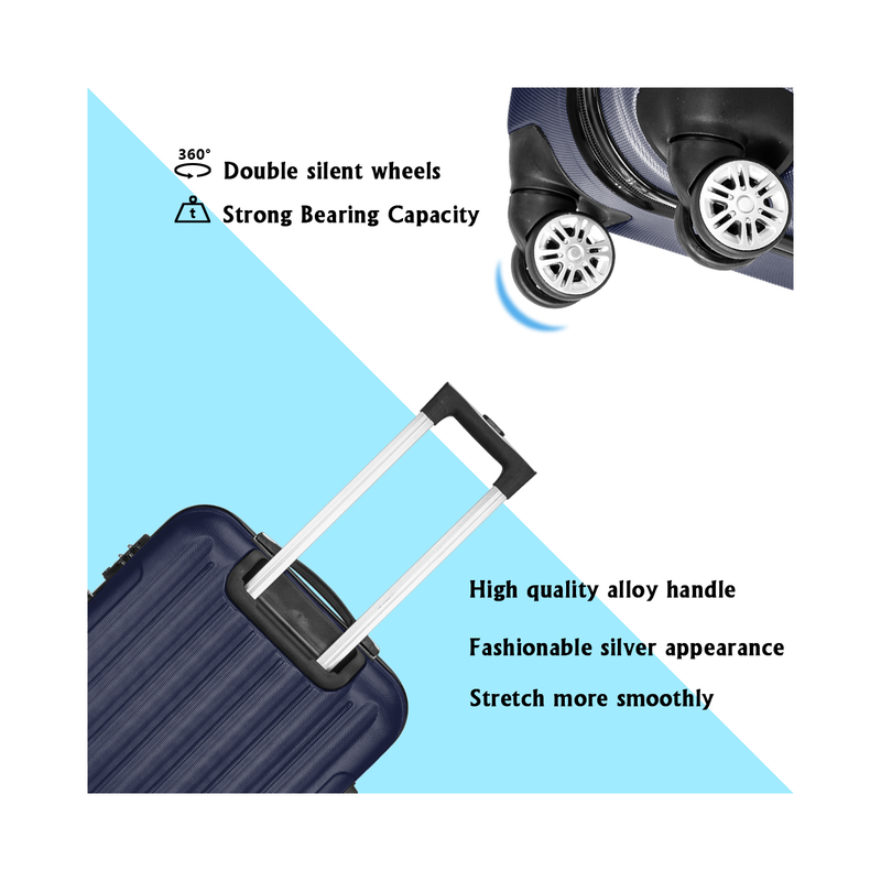 3 Pcs Suitcase Lightweight ABS Carry-on Hand Luggage 4 Spinner Wheels Trolley Case