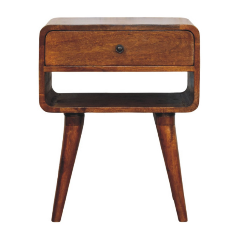 Artisan Furniture Solid Wood Avora Chestnut Nightstand with Drawer and open slot
