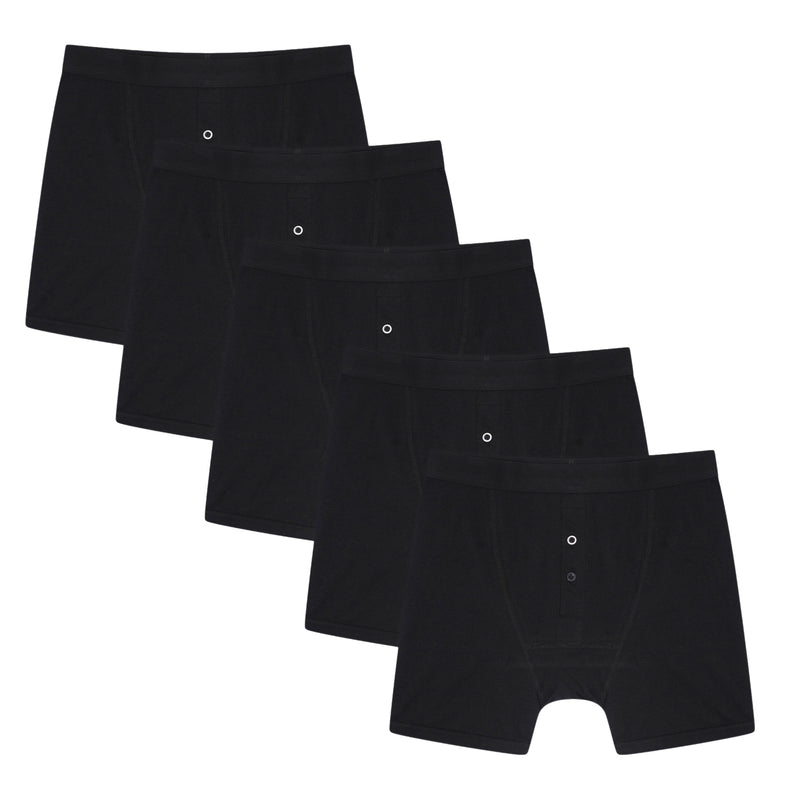 Pack of 5 Men's Cotton Boxer Shorts Button Fly Breathable Stretchy Classic Trunks Premium Comfort Everyday Wear Gym Sports Sock Stack