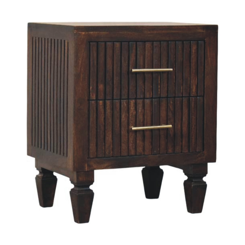 Artisan Furniture Solid Wood Belmont Nightstand, 2 Drawers, Dark Brown