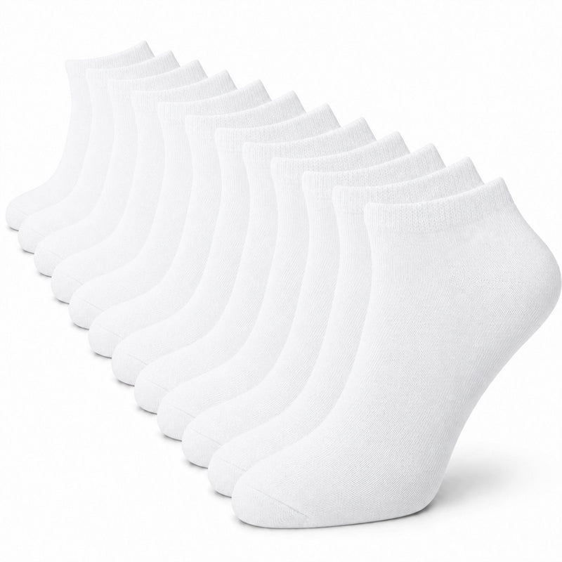 12 Pairs Mens Breathable Sport Trainer Socks with Arch Brace Support and Anti-Crimping Design for Running Gym Workouts Durable Cotton Blend White and Black Sizes UK 6-11 by Sock Stack