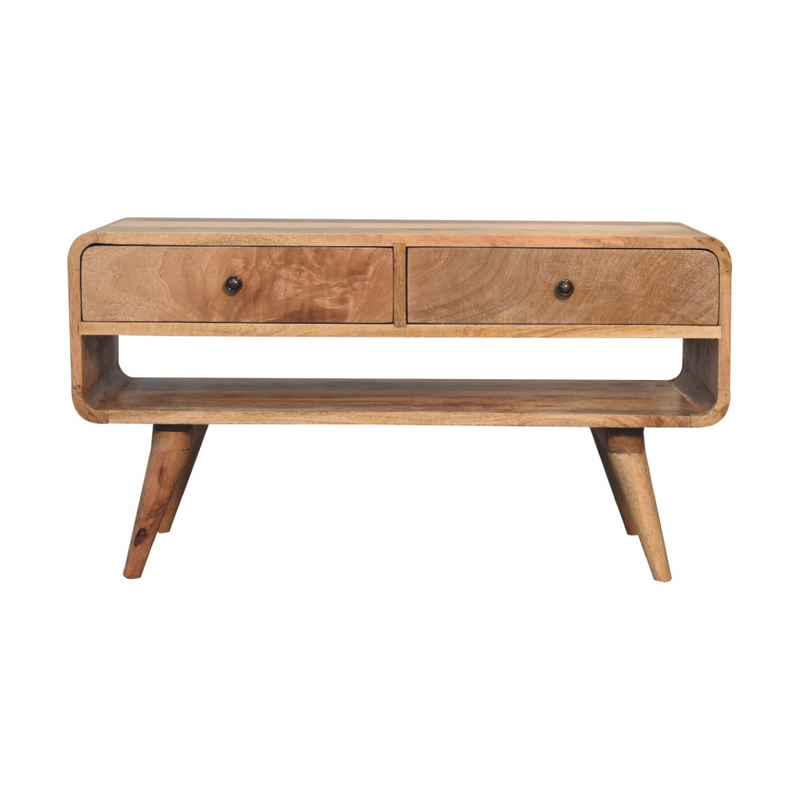 Artisan Furniture Solid Wood Reverse Curve Oak-ish Media Unit