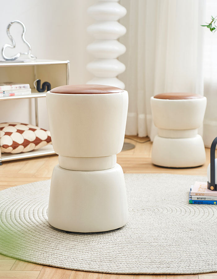 LeisureMod Modern Boyd Dressing Table Stool, Leather