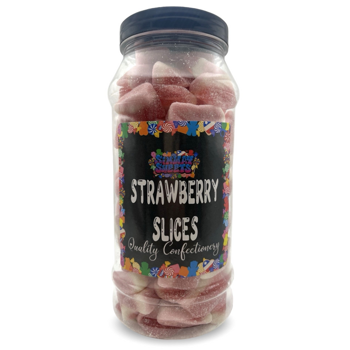 Strawberry Slices Retro Fizzy Gummy Sweets Gift Jar - 665g