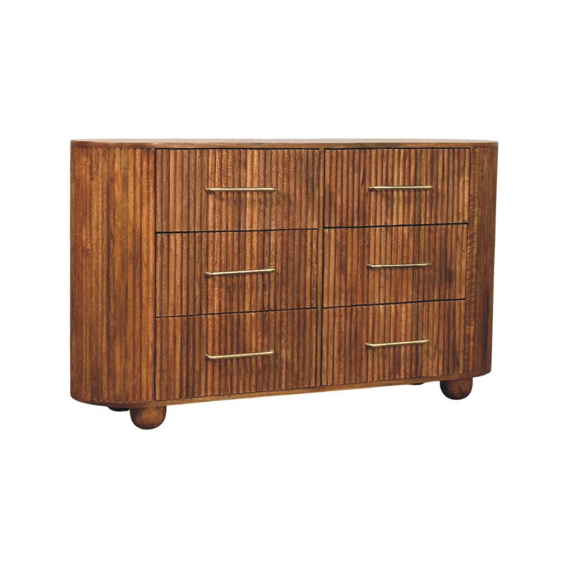 Artisan Furniture Solid Wood Ridgefront Chest - Amber Oak, 6 Drawers, Brown