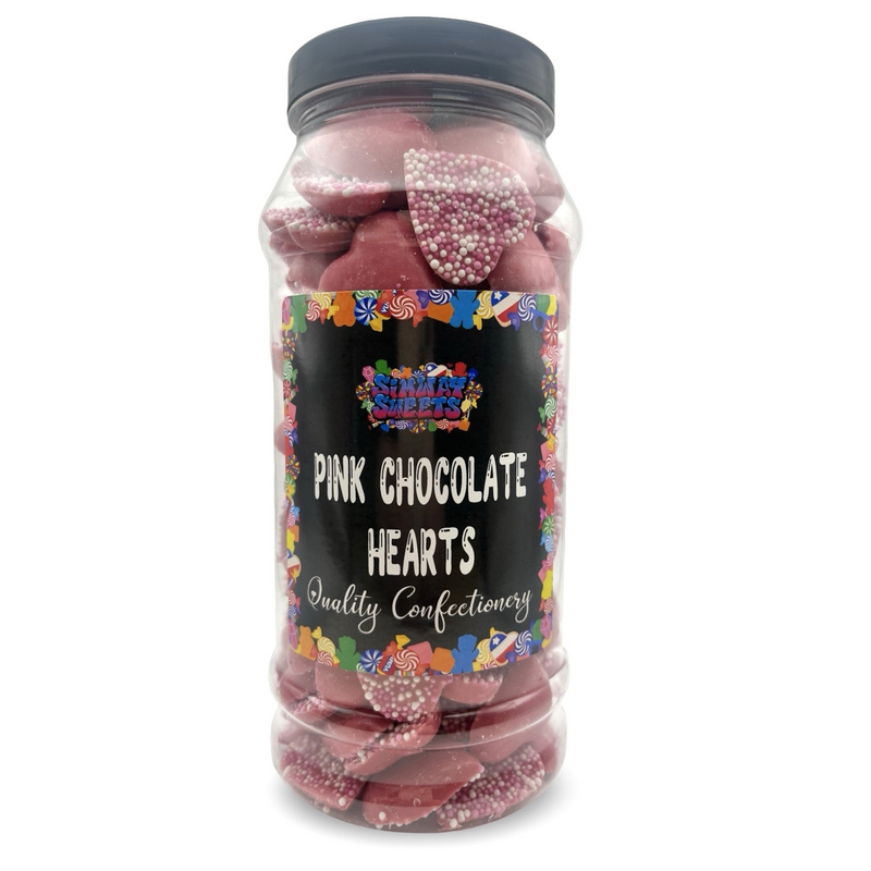 Pink Chocolate Hearts Jazzies Retro Sweets Gift Jar - 695g