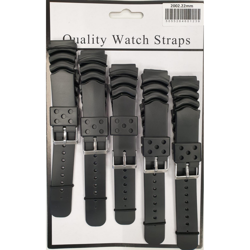2002 Heavy Duty PU Watch Straps 5PKS 22mm