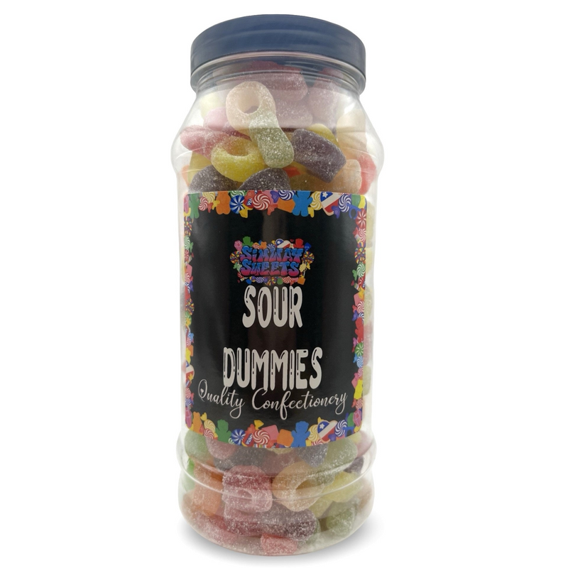 Fizzy Sour Dummies Sweets Gummy Jelly Retro Sweets Gift Jar - 590g