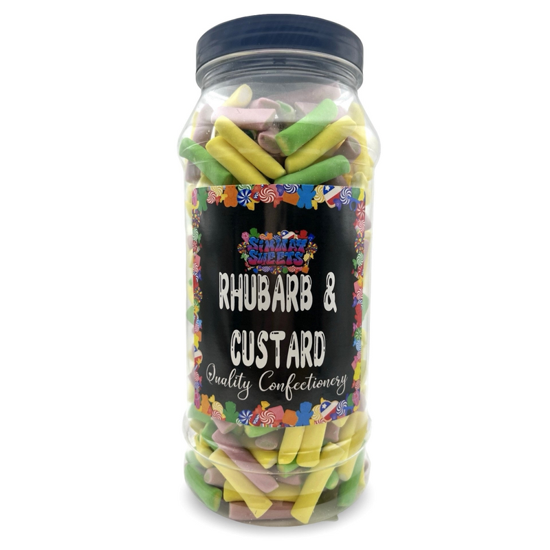 Rhubarb & Custard Tubes Gummy Retro Sweets Gift Jar - 600g