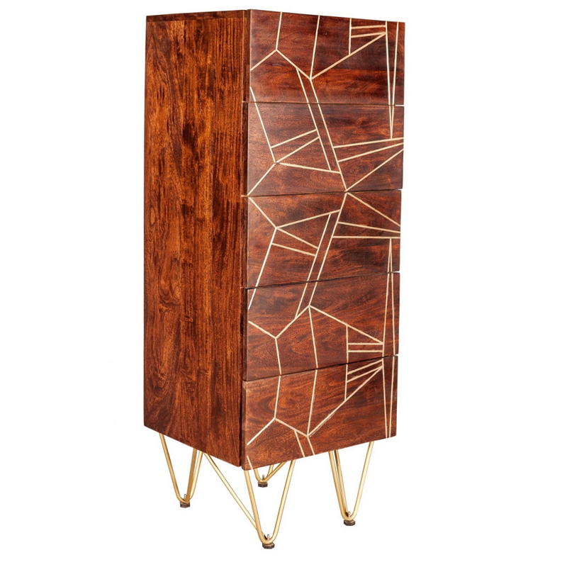 Dark Gold Tall Chest Of Drawers