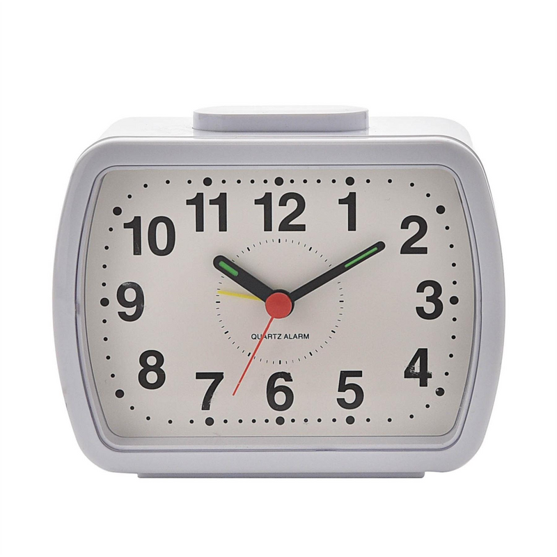 Wm.Widdop Qtz Alarm Clock Bell Oblong  Wht/Green Dial 5184W