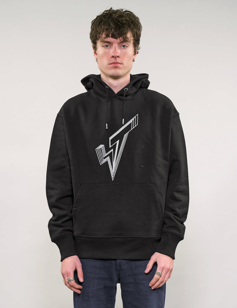 ST Hoodie in Black with Silver Lined Logo