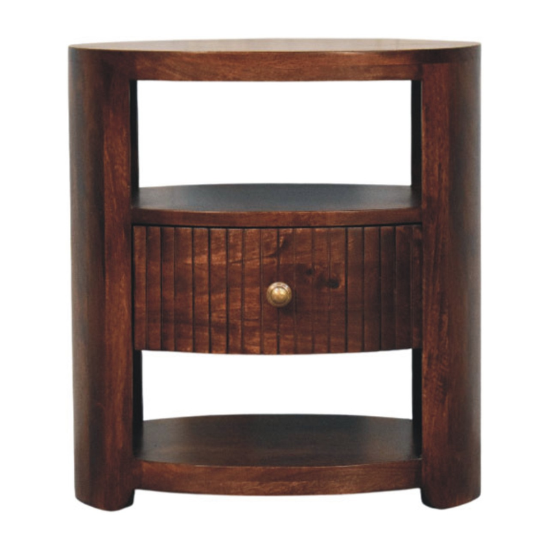 Artisan Furniture Solid Wood Bordeaux Bedside, 1 Drawer & 2 Open Slots, Brown