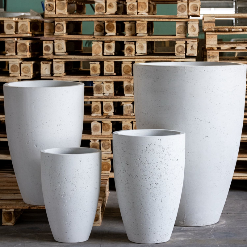 Vessara | White Mist – 68cm Extra Large Tall Concrete Vase Planter – 61L Indoor & Outdoor Decorative Plant Pot
