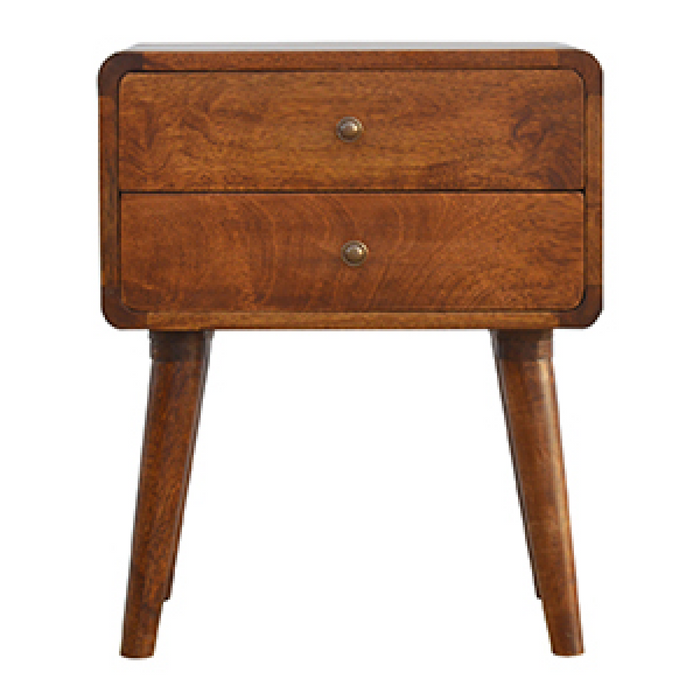 Artisan Furniture Solid Wood Curved Chestnut Bedside