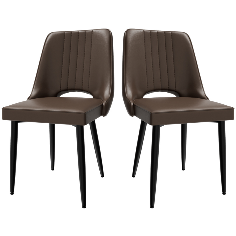 Dining Chairs with Cut-Out Backrest, Modern Kitchen Chair, Scandinavian Faux Leather Chair with High Back for Living Room Kitchen