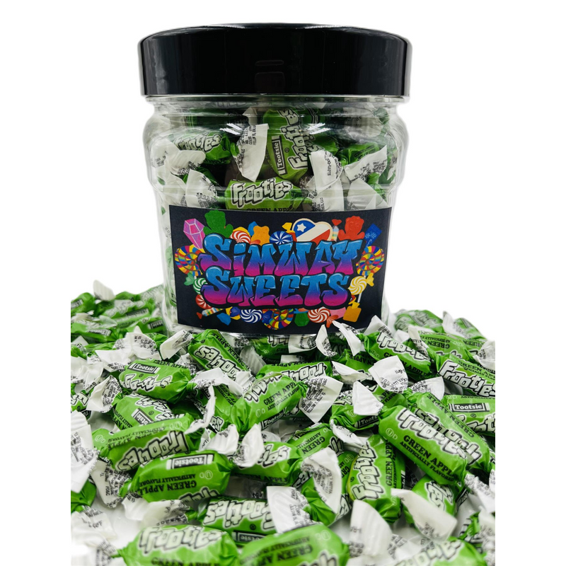 Simway Sweets Jar 680g - Tootsie Frooties Green Apple Flavour - Individually Wrapped American Sweets - Approximately 180 Pieces