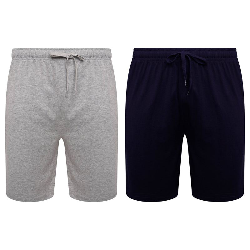 2 Pack Men's Cotton Lounge Shorts Stretchable Available in Black Navy Grey Durable and Cozy Loungewear Medium to 5X-Large by Sock Stack