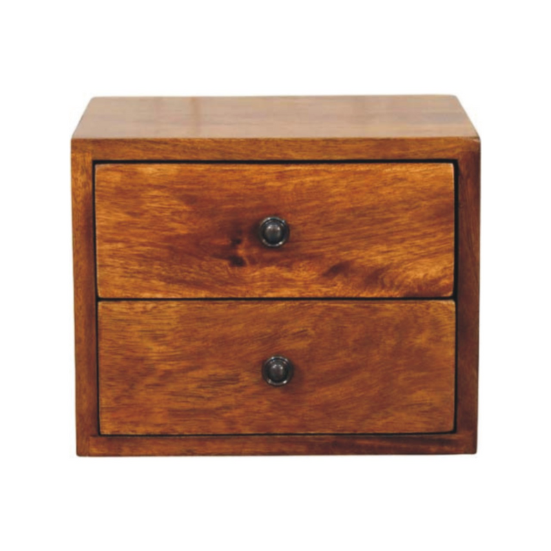 Artisan Furniture Solid Wood Solis 2-Drawer Chestnut Wall Mounted Nightstand