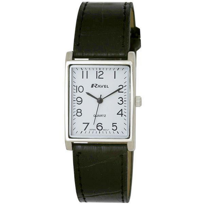 Ravel Mens Classic Silver Dial BlackLeather Strap Watch R0120.02.1A