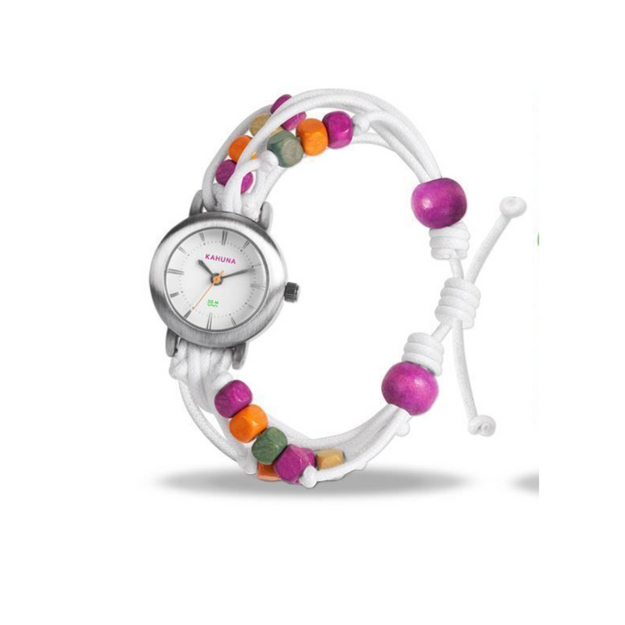 Kahuna Ladies White dial with Colour Fabric Strap Friendship Watch KLF-0015LSTK  - CLEARANCE NEEDS RE-BATTERY