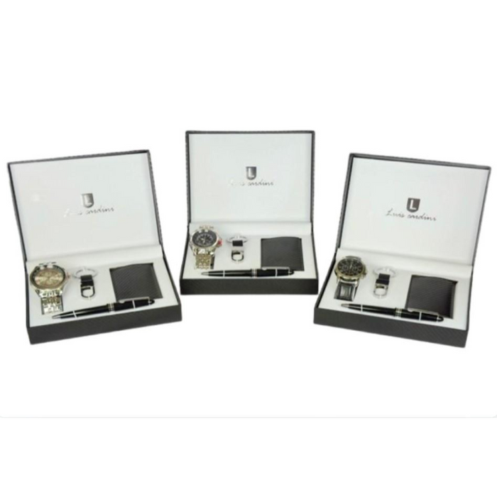 Luis Cardini Mens Watch, Pen, Wallet & Keychain Gift Sets 27145 Watch Model & Colour's May Varied
