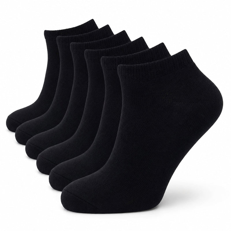 6 Pairs Mens Lightweight Breathable Cotton Blend Ankle Trainer Socks with Arch Support for Running Gym Everyday Wear in Black White Navy Grey Sizes UK 6-11 EUR 39-45 by Sock Stack