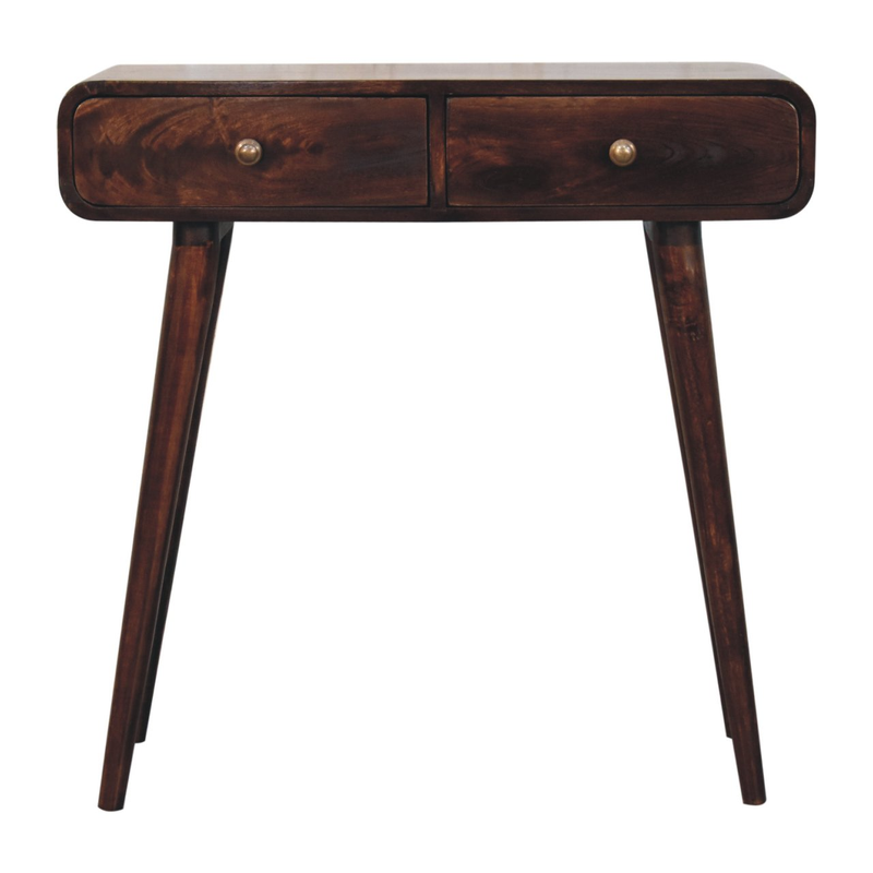 Artisan Furniture Solid Wood California Walnut Curved Hallway Table, 2 Drawers, Brown