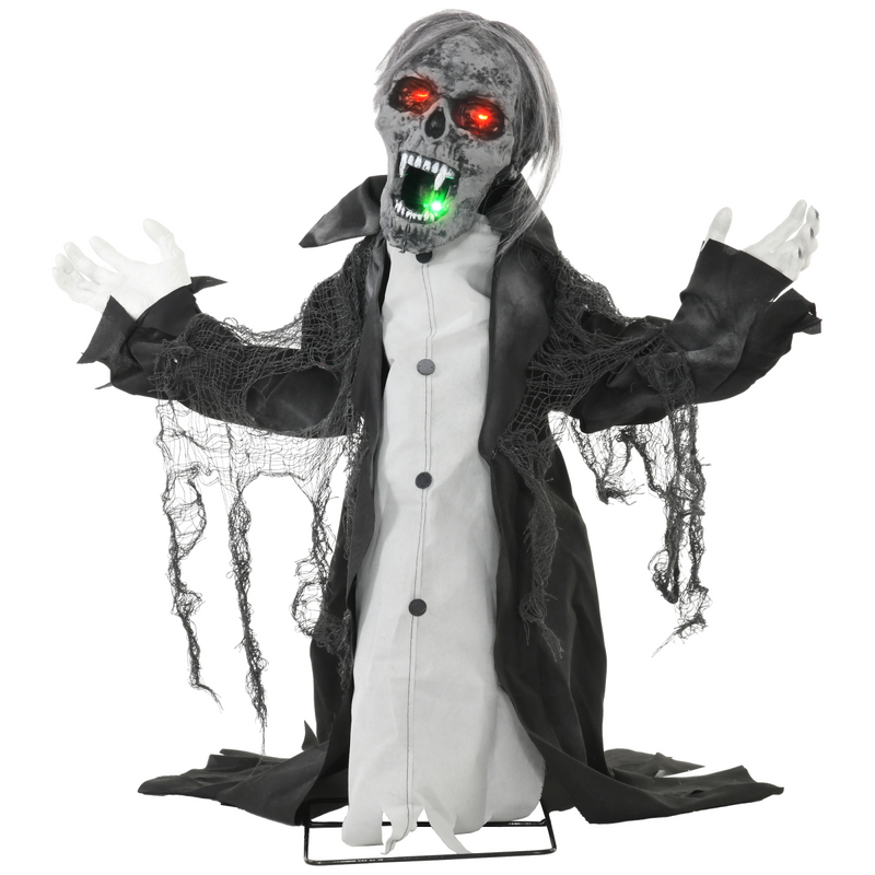 HOMCOM Voice Activated Halloween Animatronics Skeleton, Battery Operated