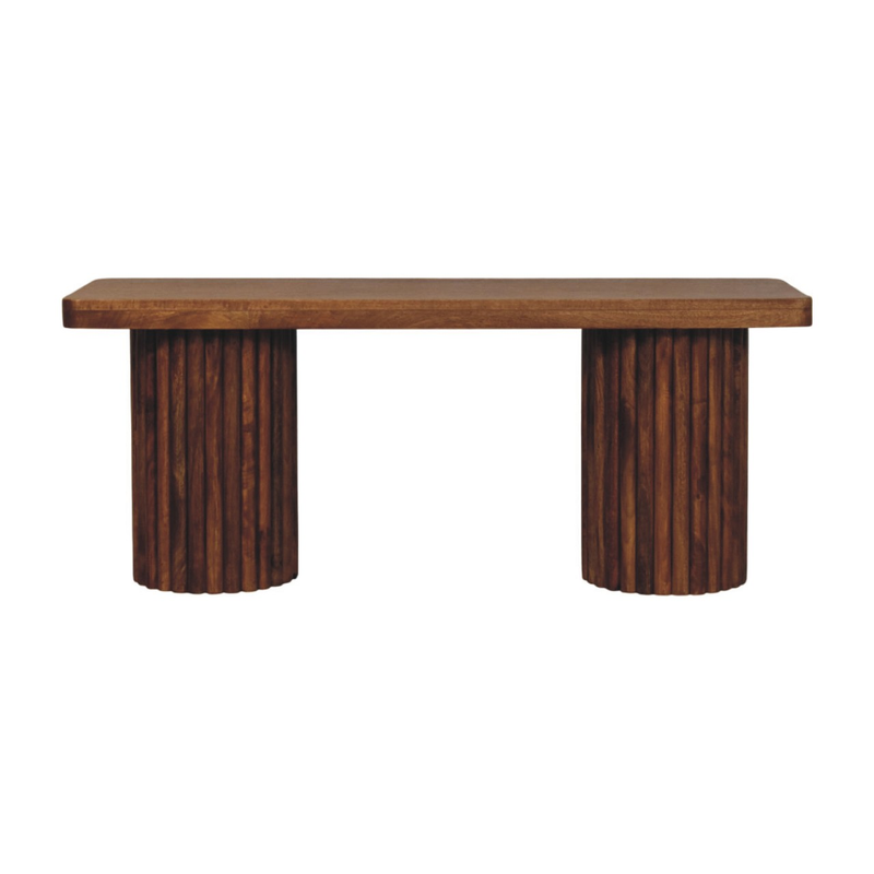 Artisan Furniture Solid Wood Astoria Fluted Bench, Brown