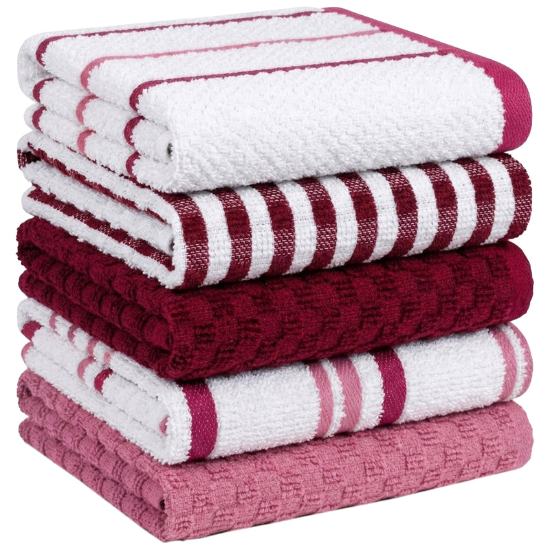 OLIVIA ROCCO 5 Pack Cotton Terry Kitchen Towels 45x65cm Super Absorbent Quick Drying