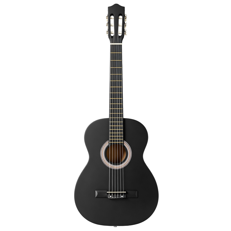39 Inch Round Barrel Basswood Classical Folk Guitar (Matte Black)