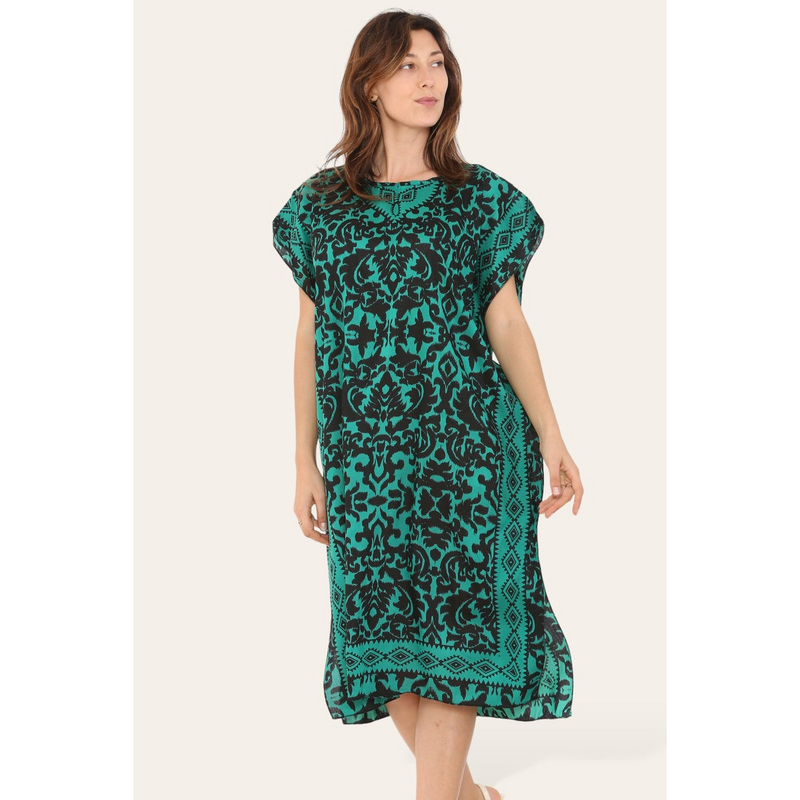 Short Caftan Dress, Ethnic Print