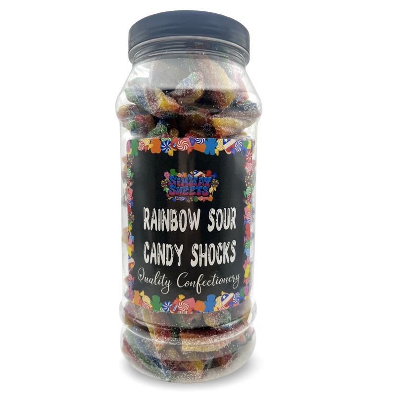 Rainbow Sour Candy Shocks Retro Fizzy Gummy Sweets Gift Jar - 570g