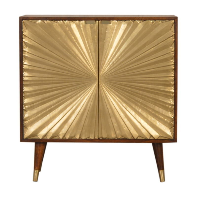 Artisan Furniture Solid Mango Wood Manila Gold Cabinet