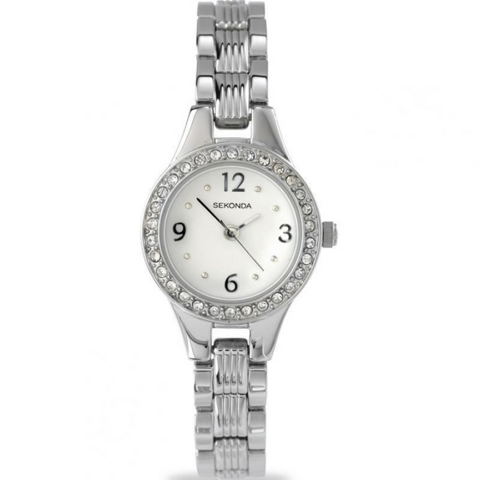 Sekonda Ladies Fashion Bling White Face Silver Bracelet Watch 4297