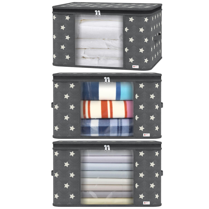 VINSANI 3pc DELUXE STORAGE BAGS GREY STAR 0000329