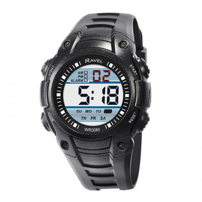Ravel Mens 3ATM Digital Sports Blue/Black Watch RDG.14.8