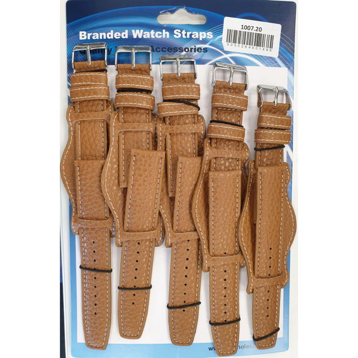 Leather Brown Military Watch Straps Pk5 size 24mm 1007BR