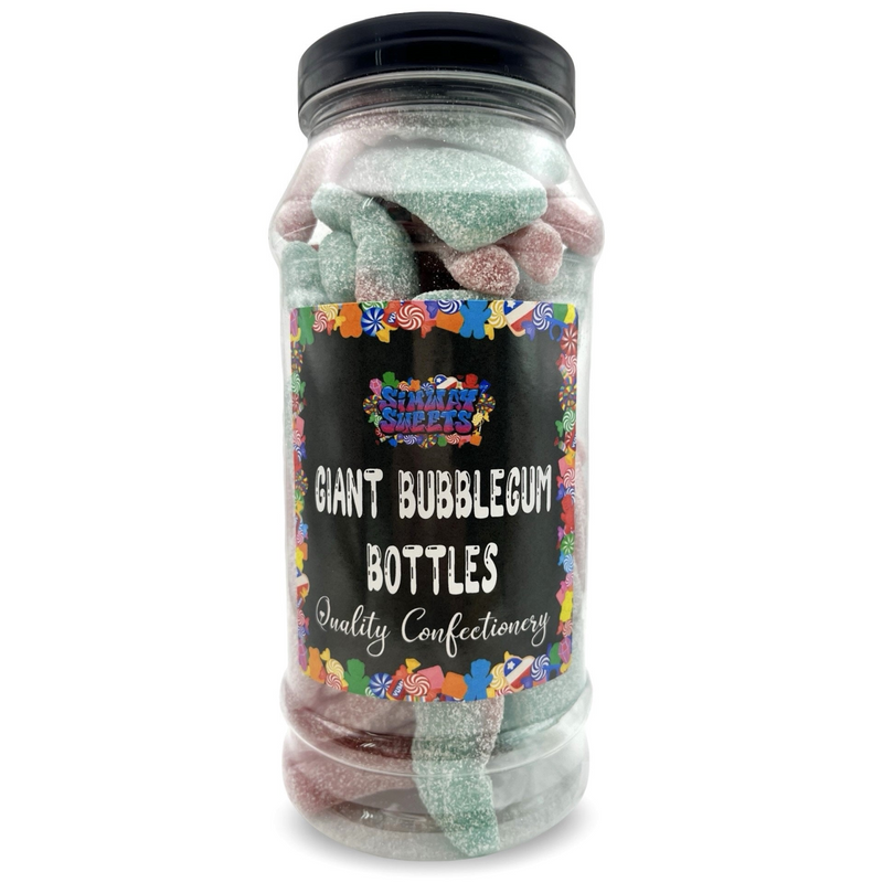 Giant Fizzy Bubblegum Bottles Retro Sour Gummy Sweets Gift Jar - 680g