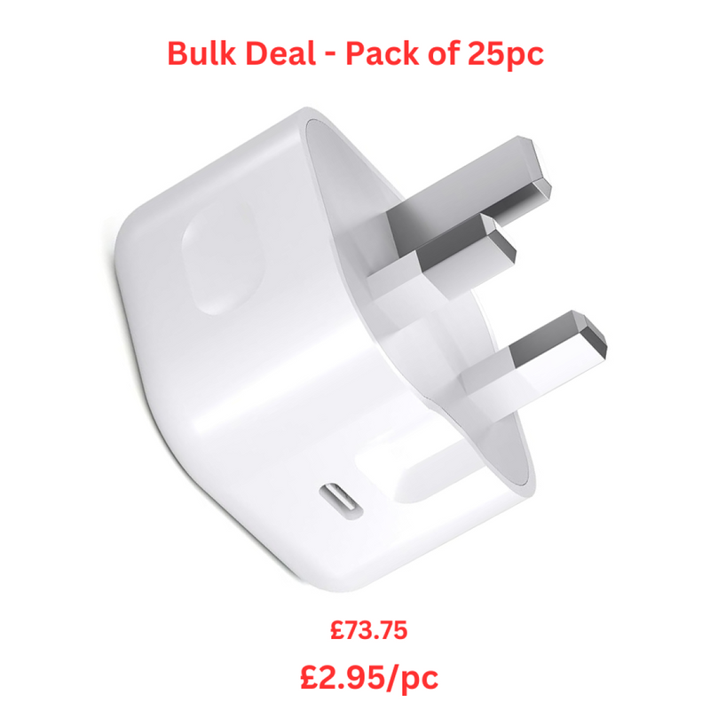 Ven-Dens 20w Type C Travel Wall Plug Fast Charging Power Adapter Bulk Pack 25PC