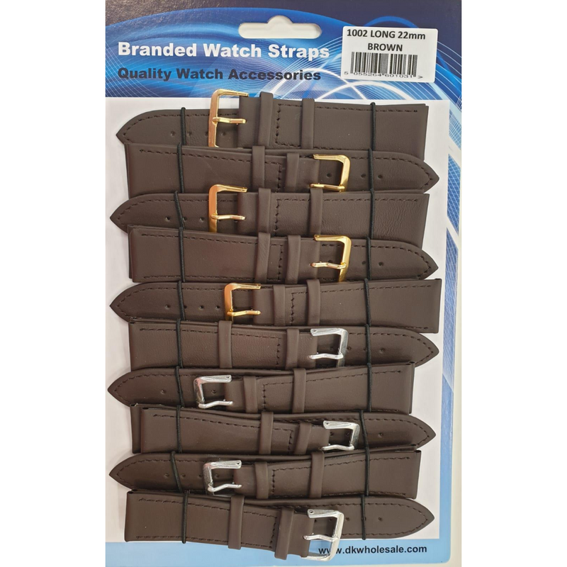 Brown Leather Extra Long Watch Straps Pk10 size 24mm 1002BR