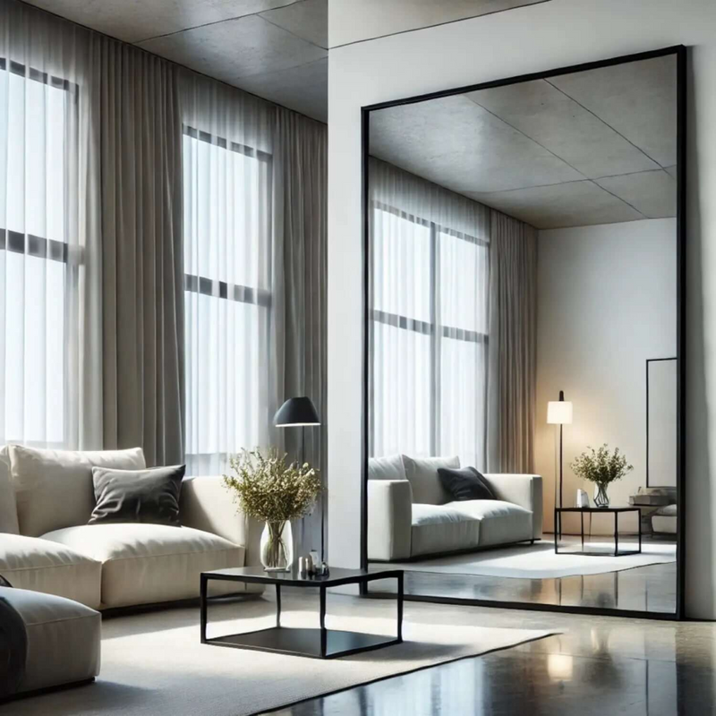 Takara - Full Length Leaner Black Metal Rectangle Mirror - 200cm x 120cm