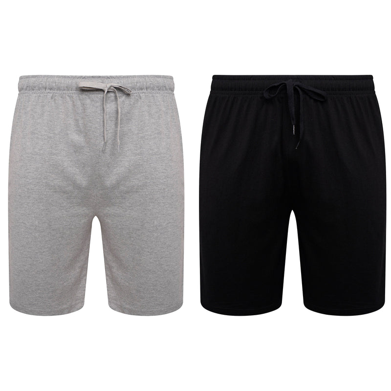 2 Pack Men's Cotton Lounge Shorts Stretchable Available in Black Navy Grey Durable and Cozy Loungewear Medium to 5X-Large by Sock Stack