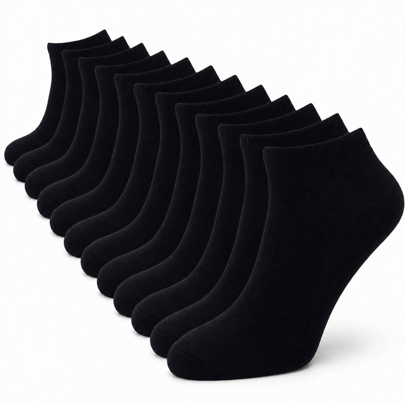 12 Pairs Mens Breathable Sport Trainer Socks with Arch Brace Support and Anti-Crimping Design for Running Gym Workouts Durable Cotton Blend White and Black Sizes UK 6-11 by Sock Stack