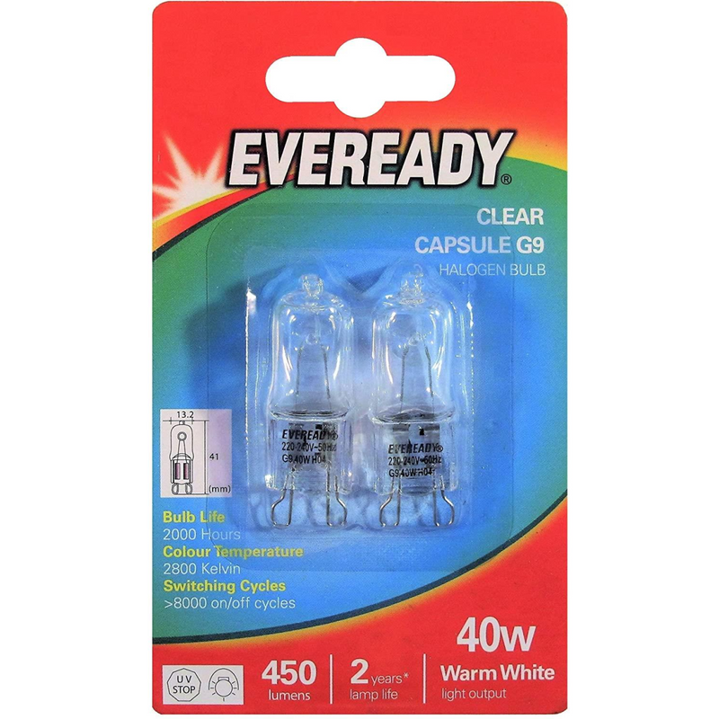 Eveready G4 20W 12V Halogen Capsule Light Bulbs, Dimmable Lamps, 240 Lumen, 2000 Hours Life, Clear Finish