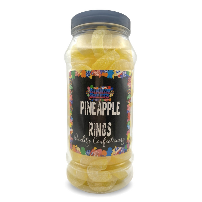 Sour Pineapple Rings Retro Fizzy Gummy Sweets Gift Jar - 625g