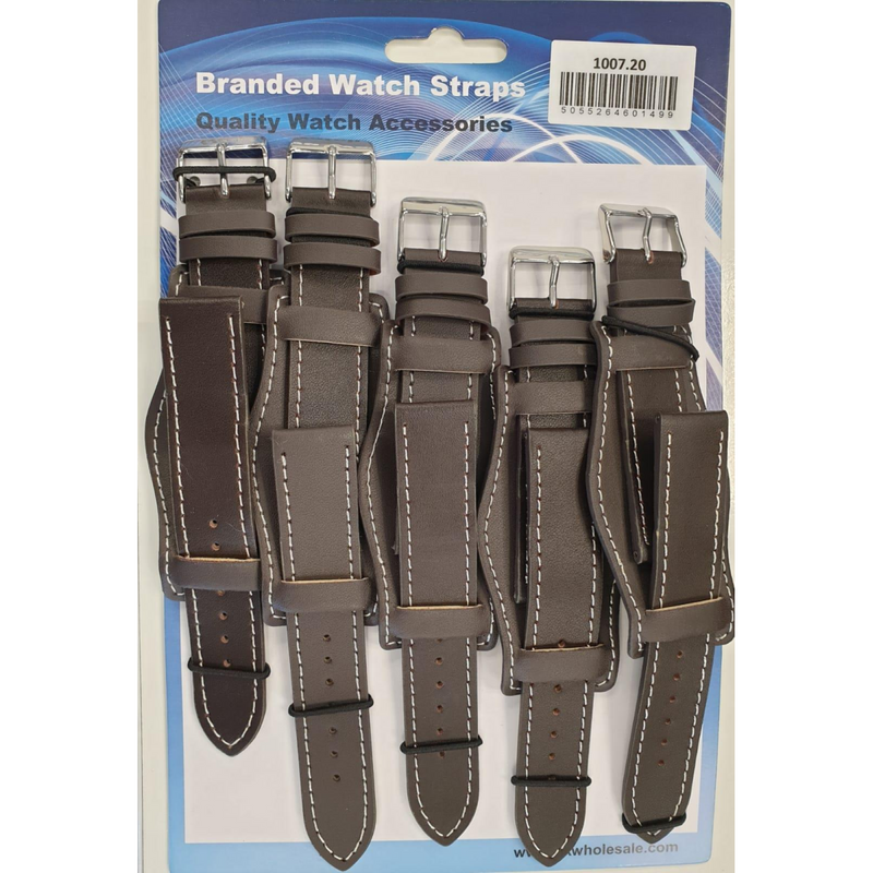 Leather Tan Military Watch Straps Pk5 22mm 1007TN