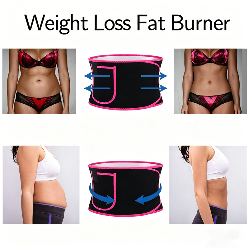 Waist Trimmer Belt Body Shaper Weight Loss Girdle Waist Trainer w/ Phone Pocket Pink-Black-Silver